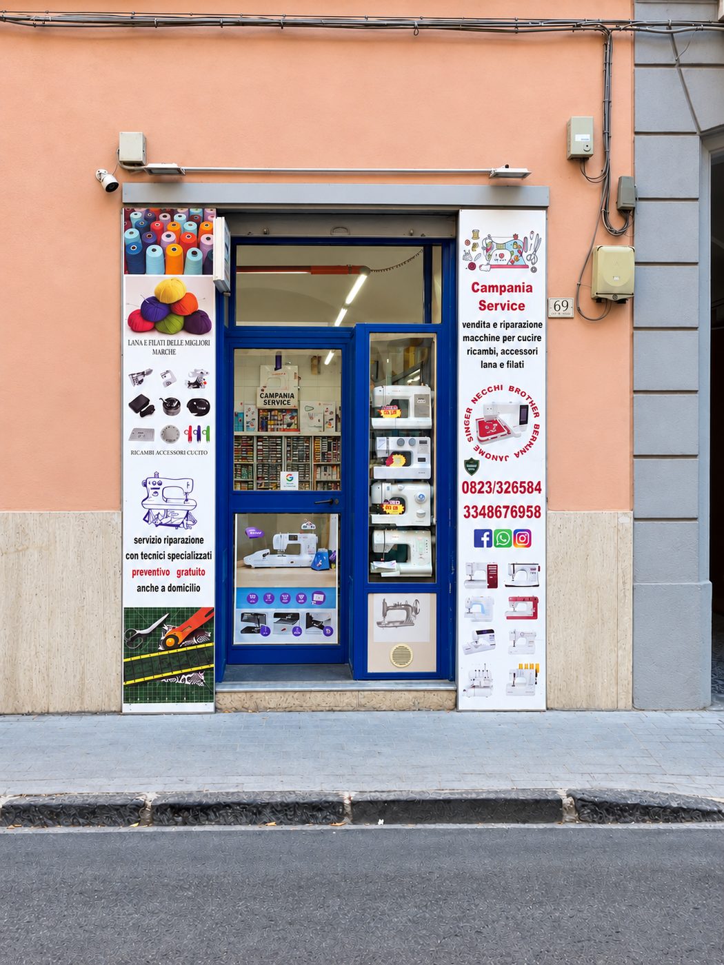 Facciata del negozio Campania Service in Via Giuseppe Verdi 69, a Caserta