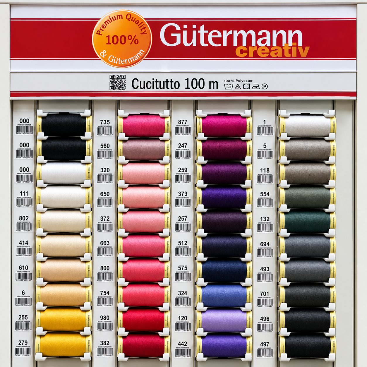 Espositore di rocchetti Gütermann in colori diversi