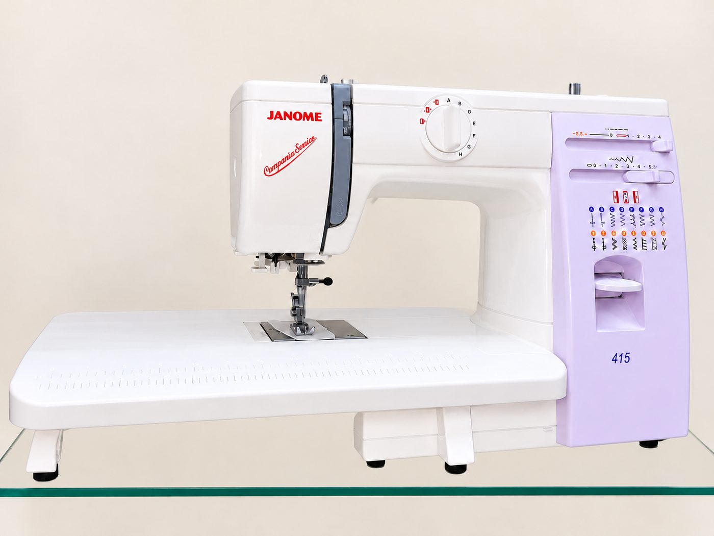 Macchina per cucire Janome 415 con piano di prolunga
